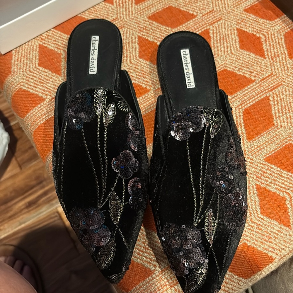 Charles David black mules
